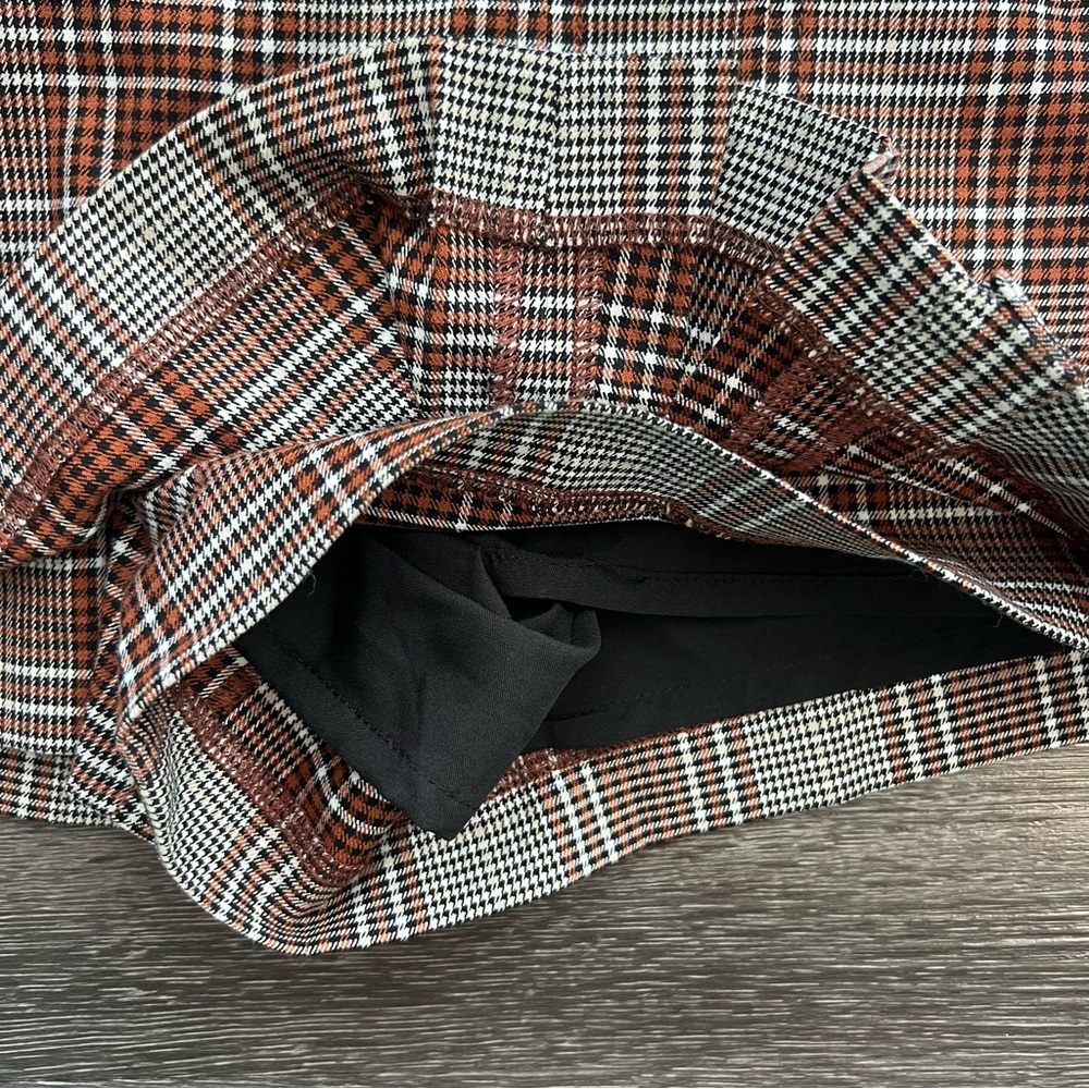 Free People Sage Rust Brown Plaid Mini Skort - Picture 6 of 9